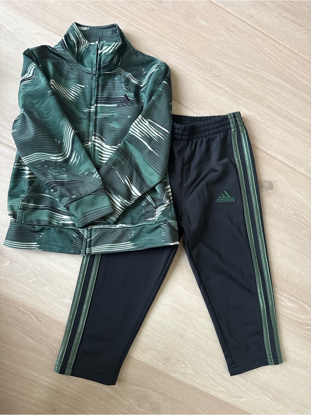 adidas Kids Green & Black Track Jacket and Pants